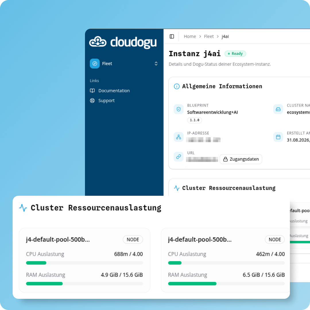 Schematische Darstellung des EcoSystem mit integrierten Tools und Infrastruktur-Optionen. Der Bereich Tools ist hervorgehoben.